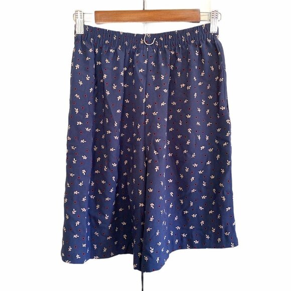 Vintage Caribou Womens Ultra High Rise Stretch Leaf Print Blue Shorts Size Small - Picture 8 of 8